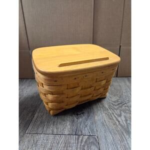 LongaBerger Basket Handwoven Recipe BoxWood Lid Insert Vintage 1996